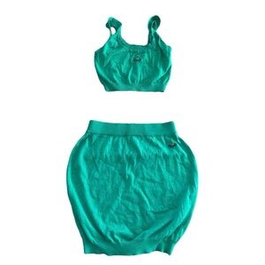 Vivienne Westwood Green Bubble Mini Skirt Set Resort Wear